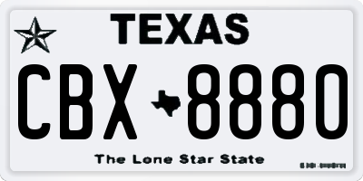 TX license plate CBX8880