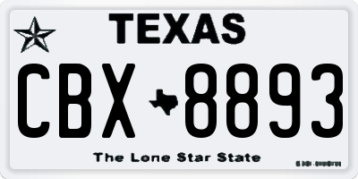 TX license plate CBX8893