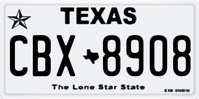 TX license plate CBX8908