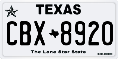 TX license plate CBX8920