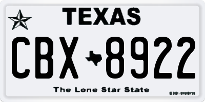 TX license plate CBX8922