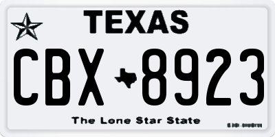 TX license plate CBX8923