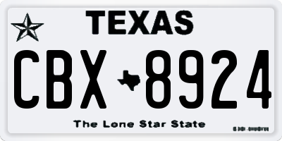 TX license plate CBX8924
