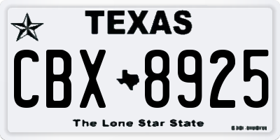 TX license plate CBX8925