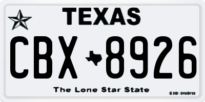 TX license plate CBX8926