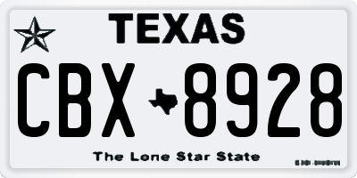 TX license plate CBX8928
