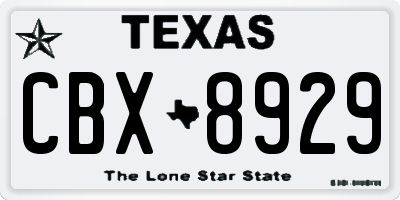 TX license plate CBX8929