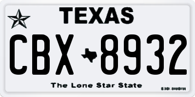 TX license plate CBX8932