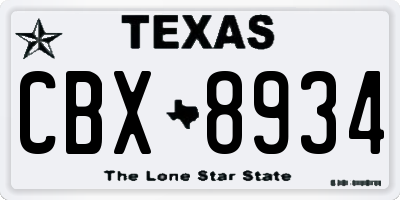 TX license plate CBX8934