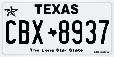TX license plate CBX8937