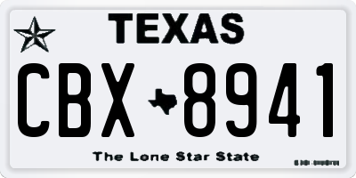 TX license plate CBX8941