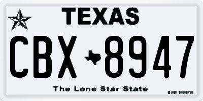 TX license plate CBX8947