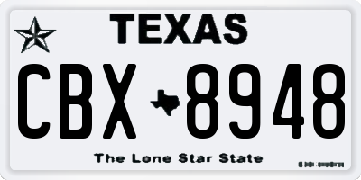 TX license plate CBX8948