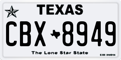 TX license plate CBX8949