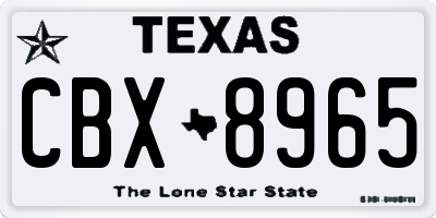 TX license plate CBX8965