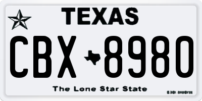 TX license plate CBX8980