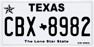 TX license plate CBX8982