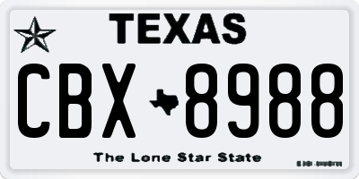 TX license plate CBX8988