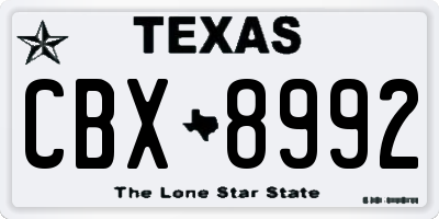 TX license plate CBX8992