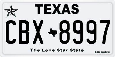 TX license plate CBX8997