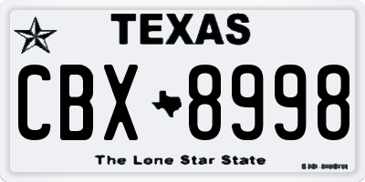 TX license plate CBX8998