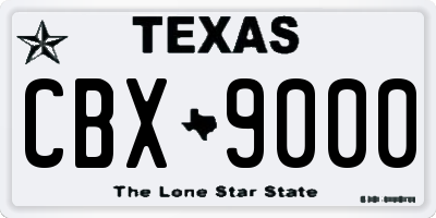 TX license plate CBX9000