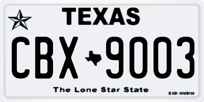 TX license plate CBX9003