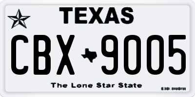 TX license plate CBX9005