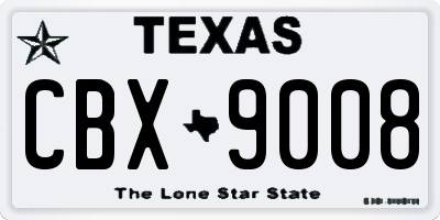 TX license plate CBX9008