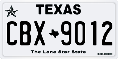 TX license plate CBX9012