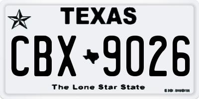 TX license plate CBX9026