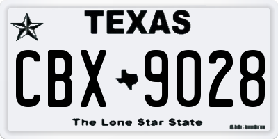 TX license plate CBX9028