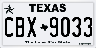 TX license plate CBX9033