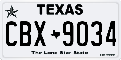 TX license plate CBX9034
