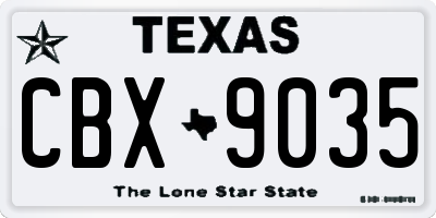 TX license plate CBX9035