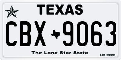 TX license plate CBX9063