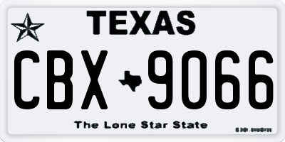 TX license plate CBX9066