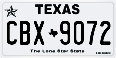 TX license plate CBX9072