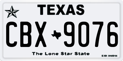 TX license plate CBX9076