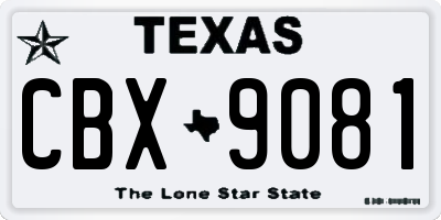 TX license plate CBX9081