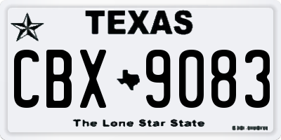 TX license plate CBX9083