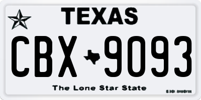 TX license plate CBX9093