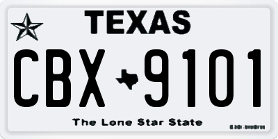 TX license plate CBX9101