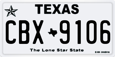 TX license plate CBX9106