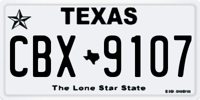 TX license plate CBX9107