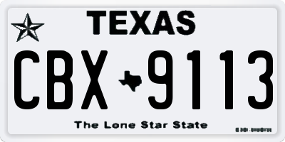TX license plate CBX9113