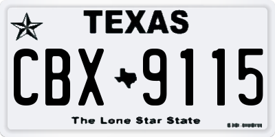 TX license plate CBX9115