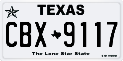 TX license plate CBX9117