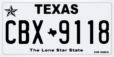 TX license plate CBX9118