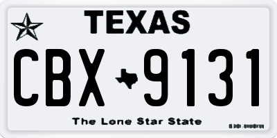 TX license plate CBX9131
